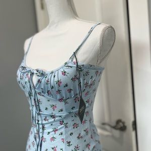 Zaful forever young, size med, polyester spandex floral light blue  dress!